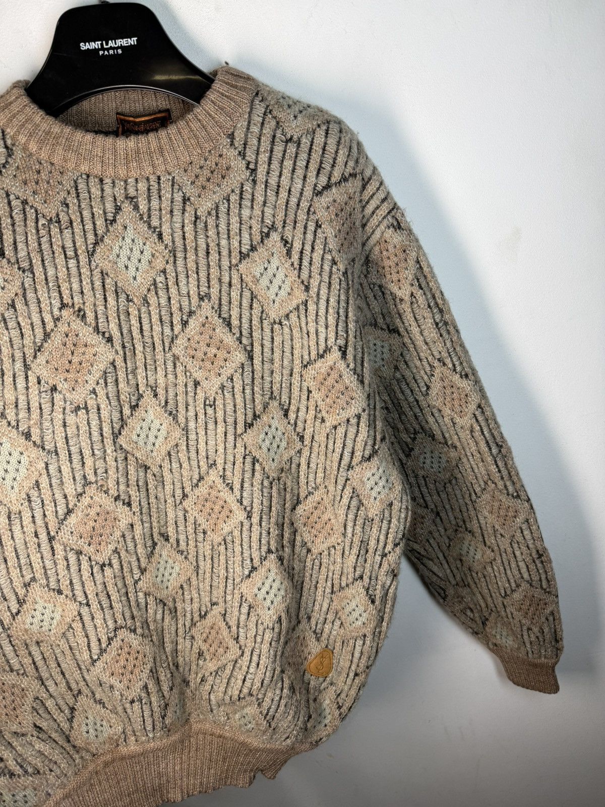 Yves Saint Laurent 90s Wool YSL Sweater Soft Beige Vintage Yves Saint Laurent Size US L / EU 52-54 / 3 - 8 Thumbnail