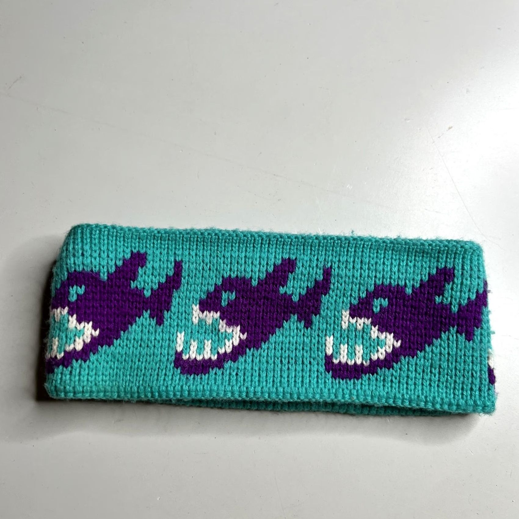 Vintage Shark Headband Womens One Size Blue Knit Purple Graphic Sharks Winter Ear Warmer Size ONE SIZE - 2 Thumbnail