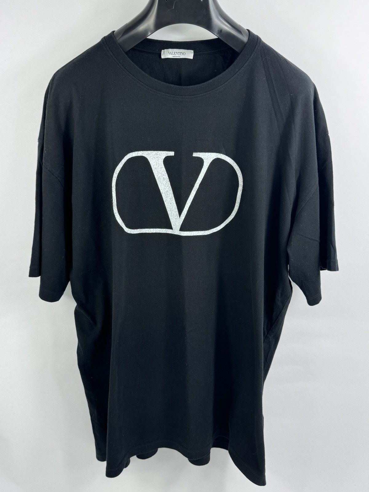 Image of Valentino Oversized Logo Print T-Shirt in Black, Men's (Size XL)