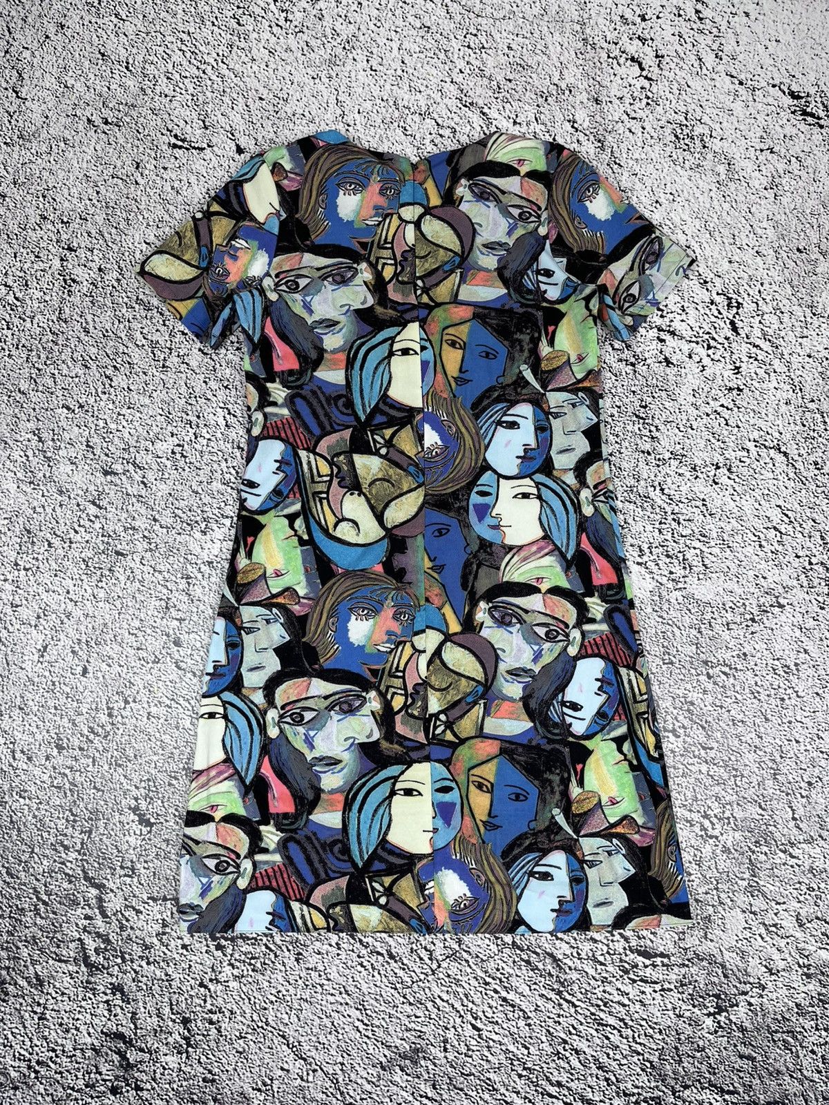 Japanese Brand Vintage Abstract Psychedelic Faces Midi Dress Size M / US 6-8 / IT 42-44 - 6 Thumbnail
