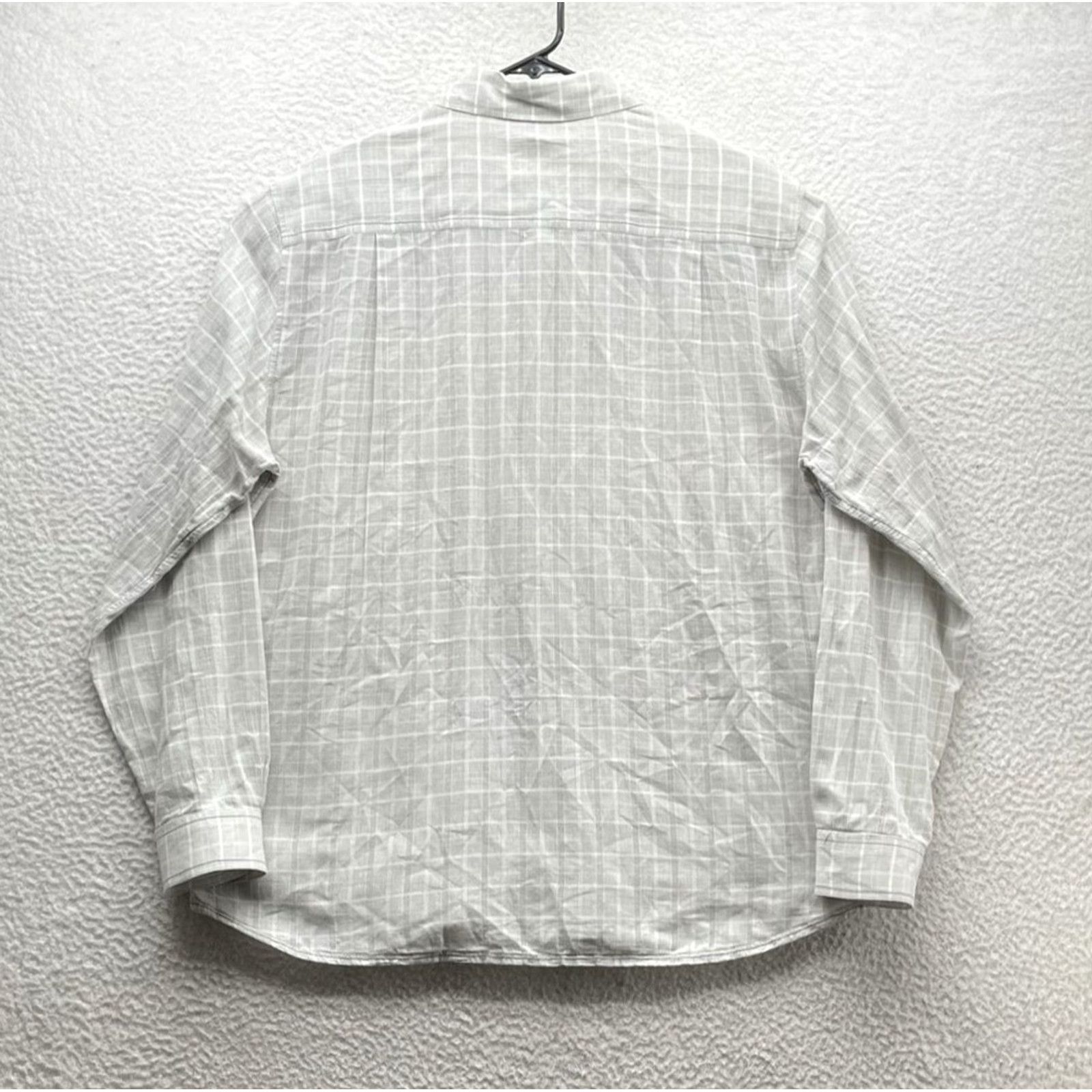 Carbon2Cobalt Carbon 2 Cobalt Shirt Mens Large Plaid Check Windowpane Gray Linen Blend Cotton Button-Up Casual Shirt Size US L / EU 52-54 / 3 - 6 Thumbnail