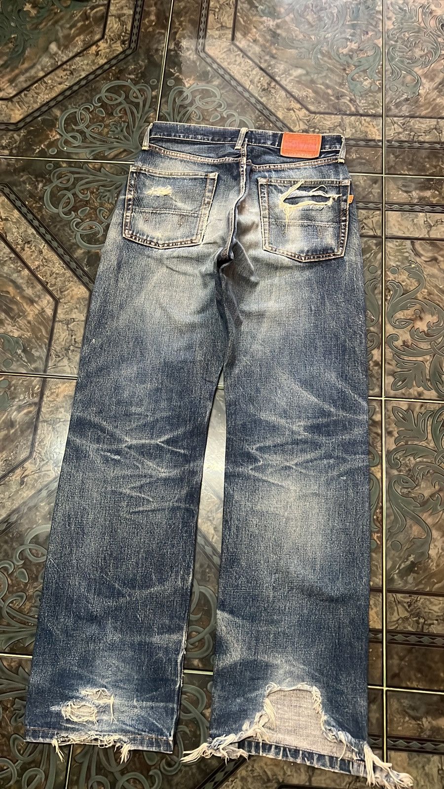 Designer × Japanese Brand × Vintage THRASHED💥EDWIN 505x DISTRESSED DENIM PANT Size US 29 - 7 Thumbnail