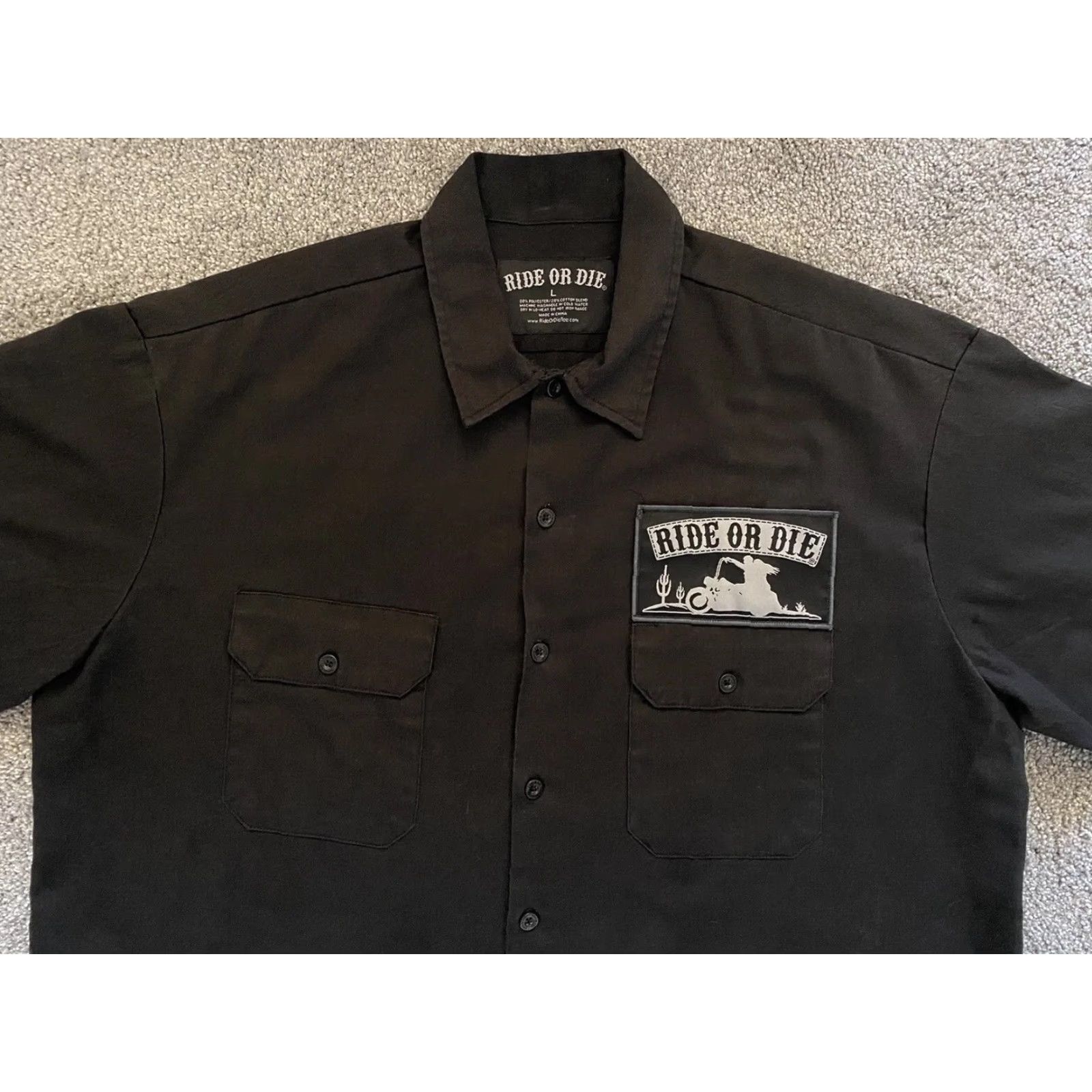 Vintage VINTAGE Ride Or Die Motorcycle T Shirt Men’s L Black Button-Up Short Sleeve Mens Motorcycle Biker Art Size US L / EU 52-54 / 3 - 4 Thumbnail