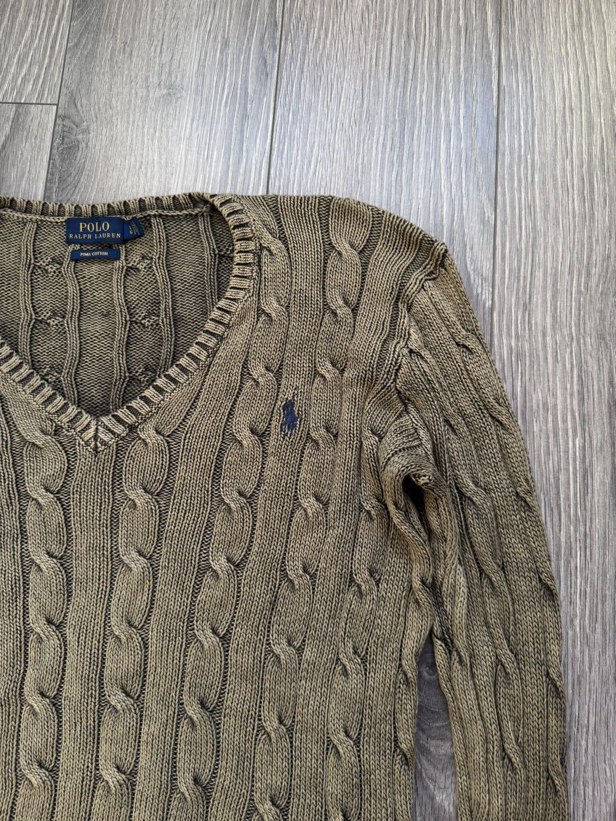 Polo Ralph Lauren Polo Ralph Lauren Cable Cotton V-Neck Olive Sweater L Size L / US 10 / IT 46 - 5 Thumbnail