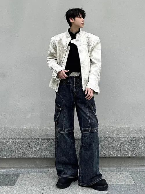 VIBE Cargo Studded Pocket Baggy Jeans Size US 29 - 5 Thumbnail