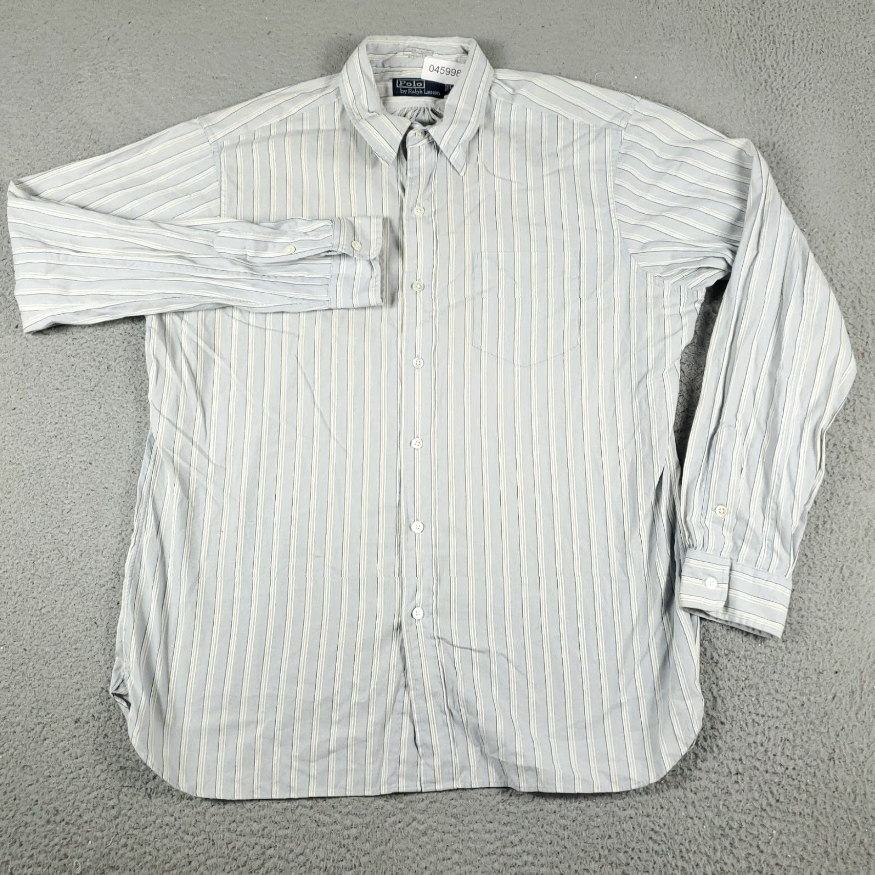Ralph Lauren Ralph Lauren Shirt Mens Large Gray Striped Button-Up Long Sleeve Cotton Casual Business Formal Mens Size US L / EU 52-54 / 3 - 2 Thumbnail