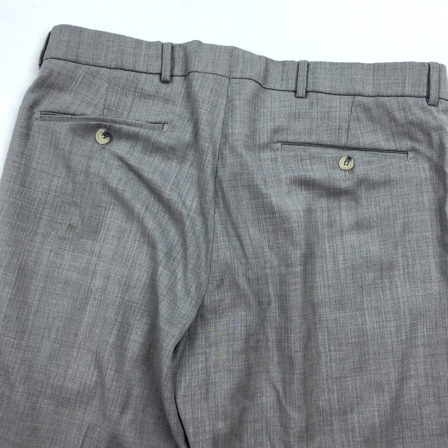 Vintage Ballin Mens Dress Pants Grey Flat Front Comfort-EZE 36x31.5 Wool 100 Flat Front Belt Loops Pockets Slim Straight Casual Workwear Business Formal Size US 36 / EU 52 - 3 Thumbnail