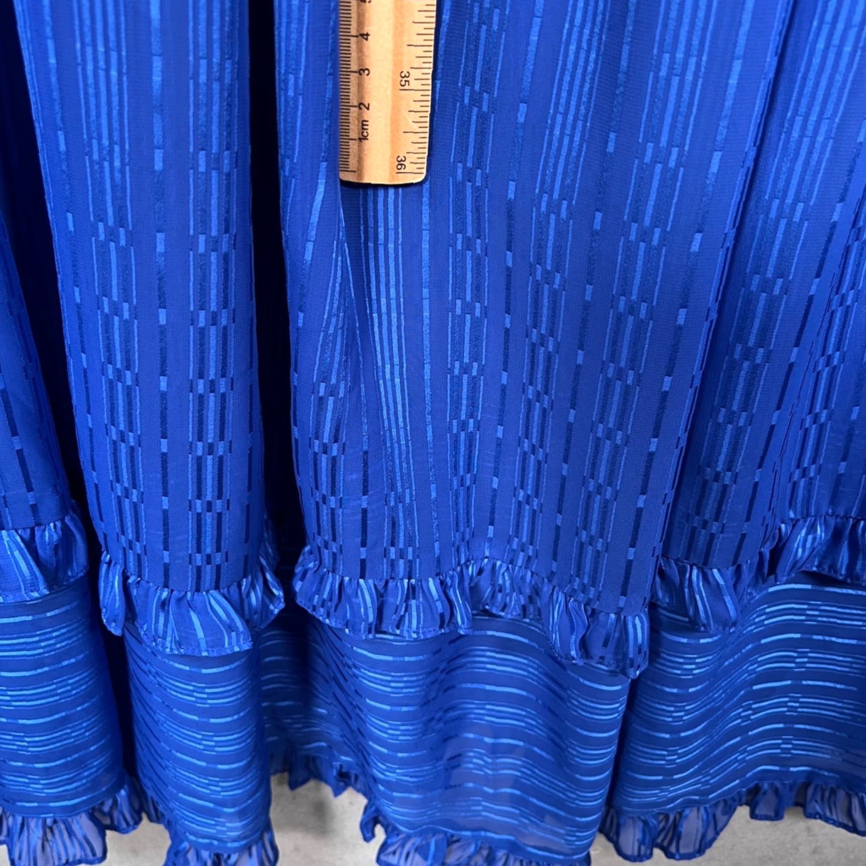 Vintage VINTAGE Victor Costa Blue Striped Ruffle Long Sleeve Midi Dress Womens Size 8 Size M / US 6-8 / IT 42-44 - 7 Thumbnail
