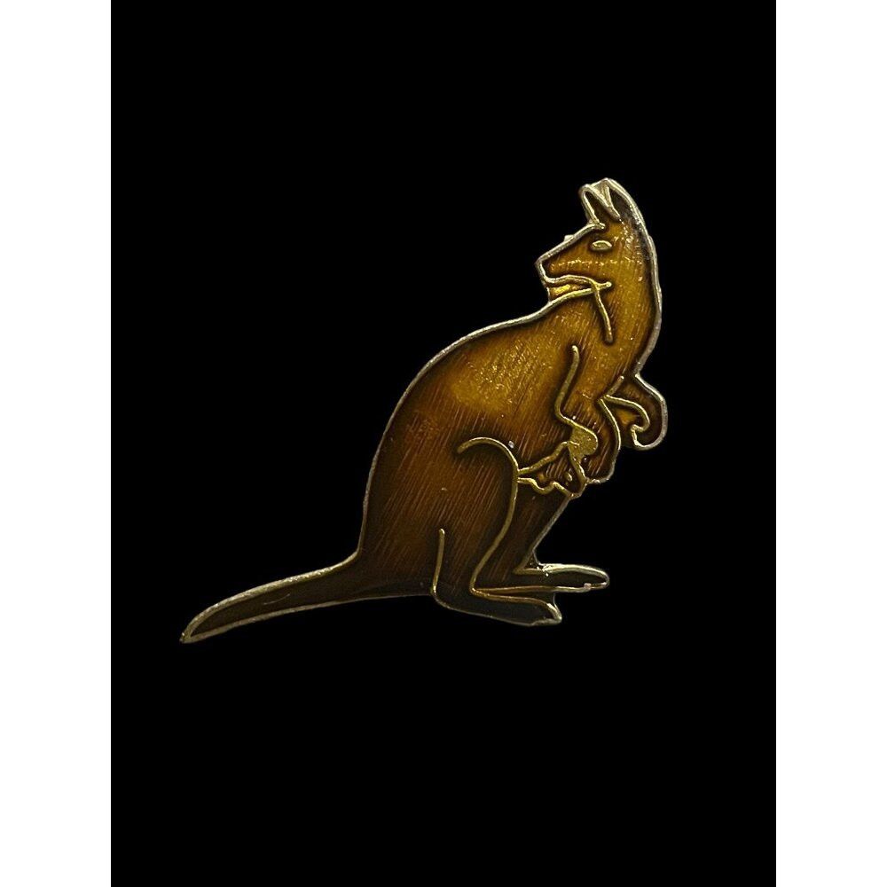KangaROOS × Vintage Vintage Australia Brown Kangaroo Enamel Brooch Pin Size ONE SIZE - 1 Thumbnail