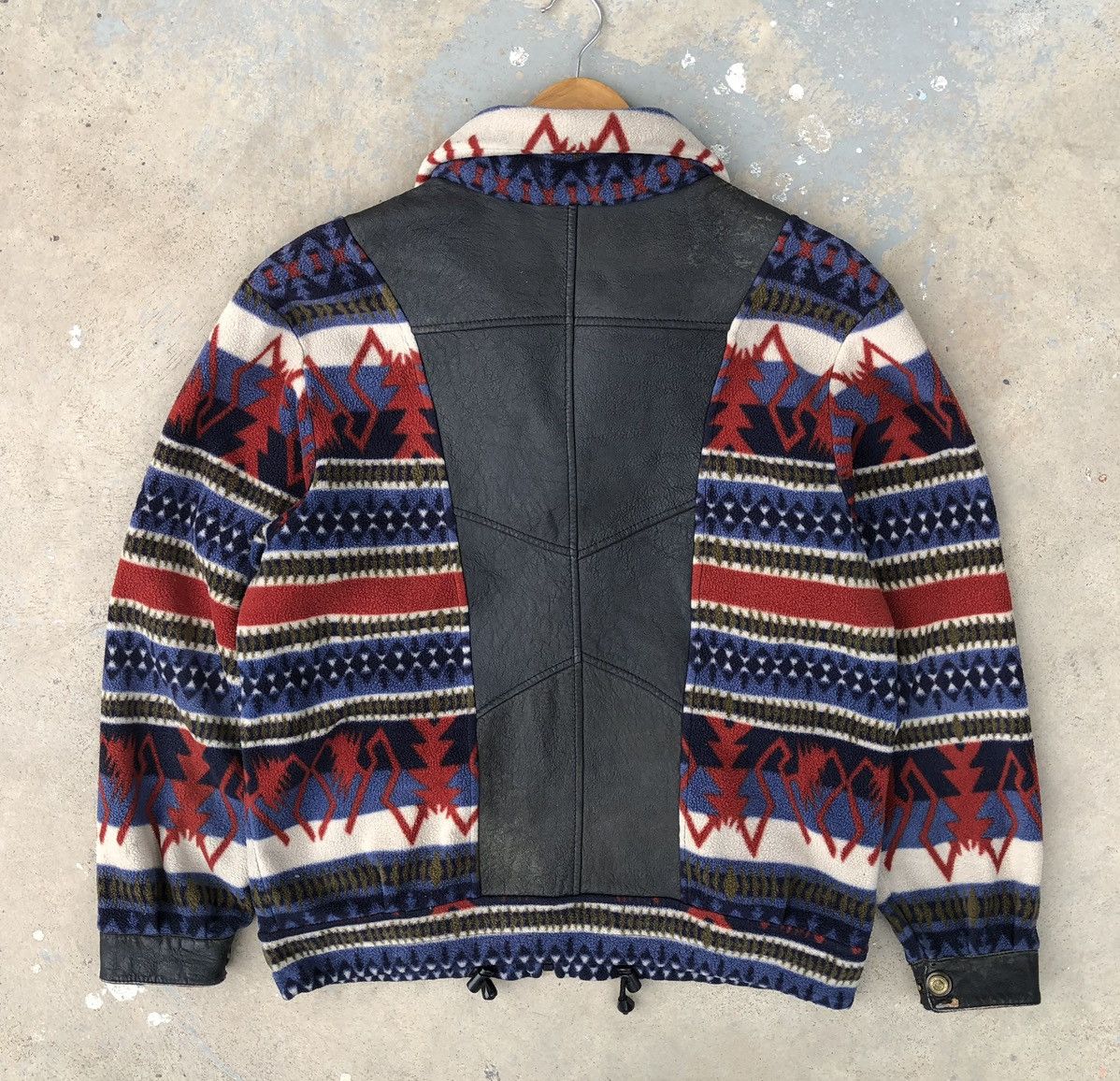 Vintage Vintage NZ Lamb Skim Leather Navajo Pattern Fleece Jacket Size US L / EU 52-54 / 3 - 3 Thumbnail