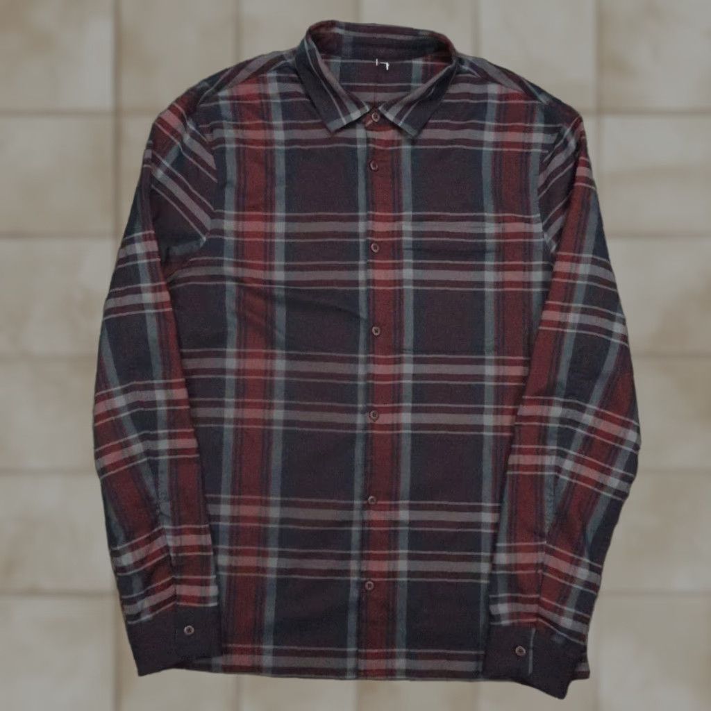 Lululemon Shirt Men Large Red Blue Plaid Masons Peak Flannel Long Sleeve Shirt