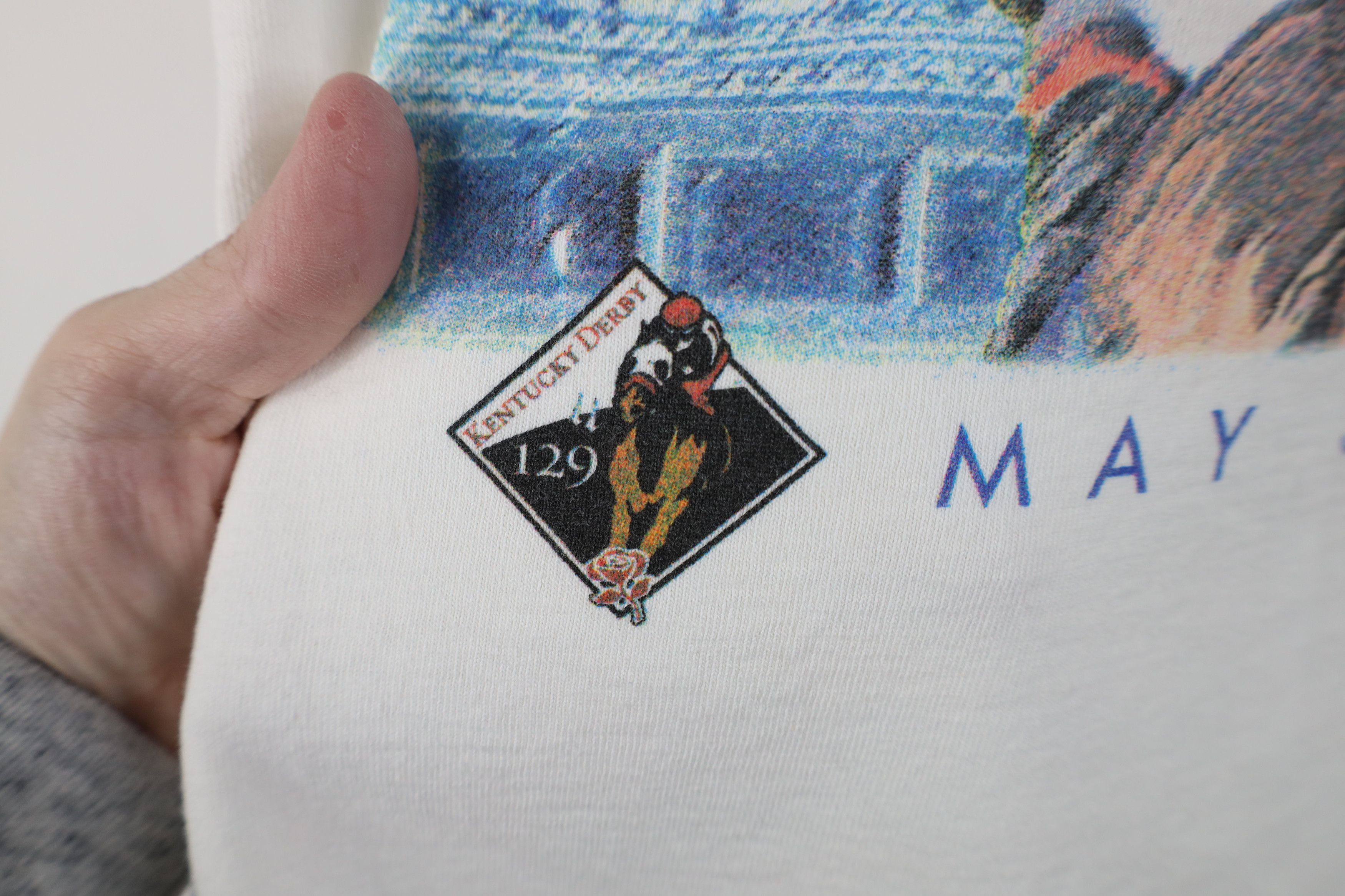 Vintage Vintage Y2K 129th Kentucky Derby Horse Racing T-Shirt White Size US L / EU 52-54 / 3 - 5 Thumbnail