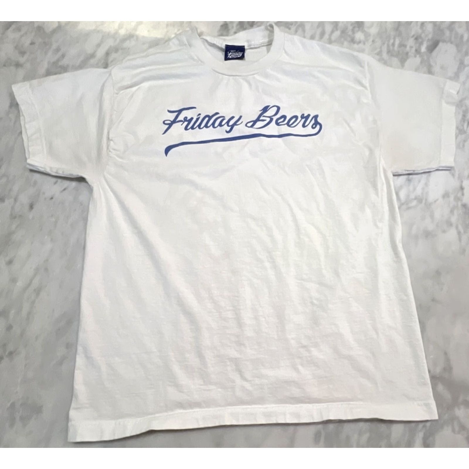 Vintage Friday Beers T Shirt Men’s L White Cotton Stains Graphic Print Short Sleeve Crew Neck Men Size US L / EU 52-54 / 3 - 3 Thumbnail