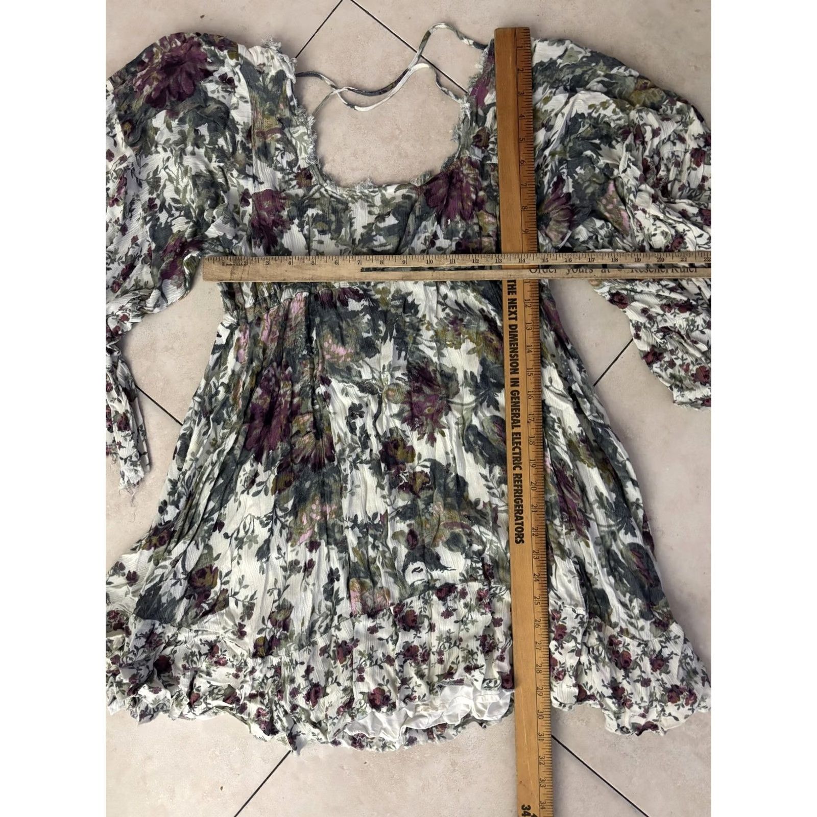 Free People Free People Sweater Womens Large Ivory Floral Boho Slouchy Peasant Tunic Pullover Top Size L / US 10 / IT 46 - 5 Thumbnail