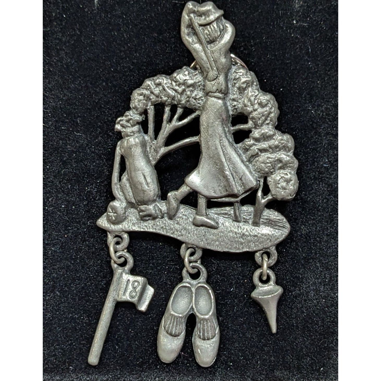 Other Vintage Sporty Lady Golfing Pewter Brooch Signed LCD Size ONE SIZE - 3 Thumbnail