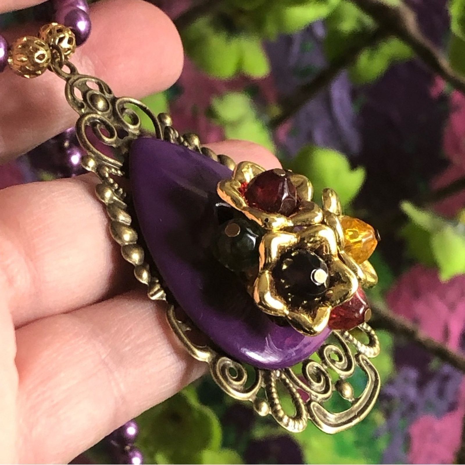 Handmade Handcrafted repurpose filigree bead cluster Pearl necklace Size ONE SIZE - 10 Thumbnail