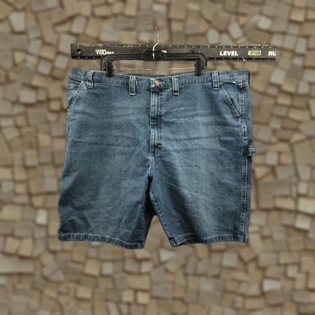 Wrangler Wrangler Denim Bermuda Shorts Mens 46 Dark Wash Blue 5-Pocket Flat Front Mid Rise Regular Fit Belt Loops Jeans Shorts Blue Size US 30 / EU 46 - 1 Thumbnail