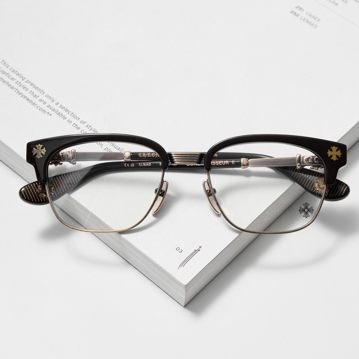 Chrome Hearts CHROME HEARTS BONENNOISSEUR II CLASSIC BROWN - ANTIQUE GOLD GLASSES Size ONE SIZE - 6 Thumbnail