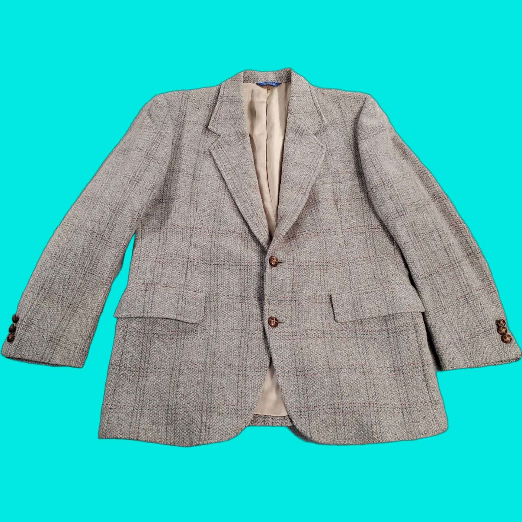 Pendleton VINTAGE Pendleton Blazer Mens 44 Beige Plaid Wool 2 Piece Jacket Coat Jacket/Coat Regular Prime Size 44R - 1 Thumbnail