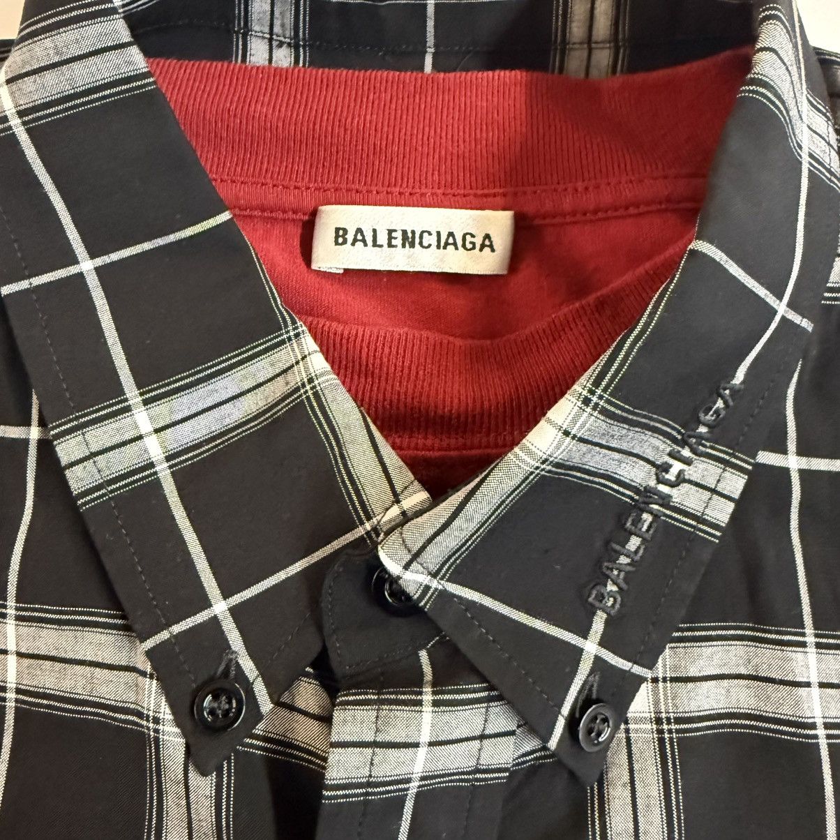 Balenciaga Balenciaga 2018 Layered Hybrid Shirt Plaid + Red Tee Size US M / EU 48-50 / 2 - 12 Thumbnail