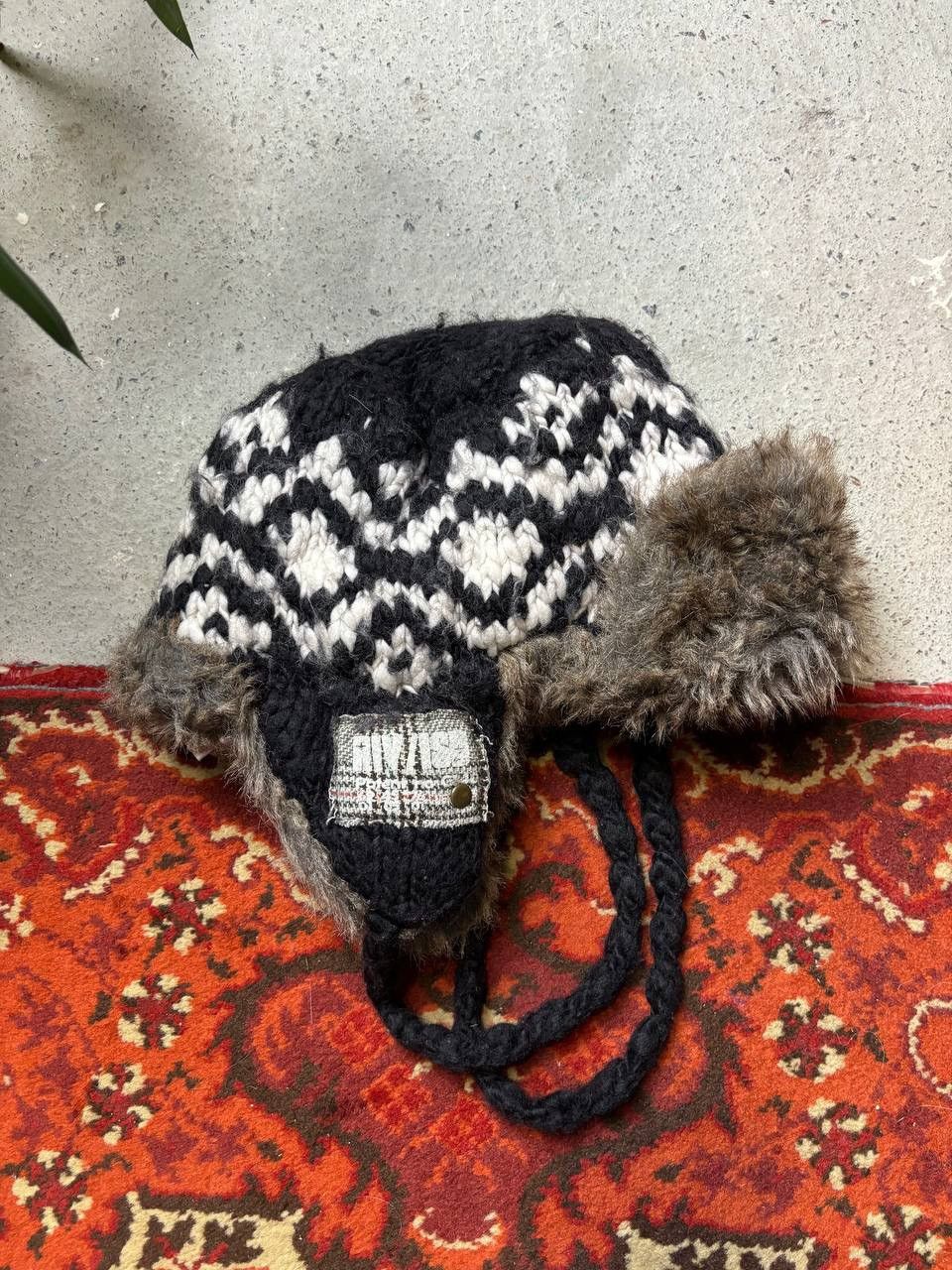 Hysteric Glamour × Vintage Vintage Y2K Japanese brand Ushanka Wool Knitted opium fur Size ONE SIZE - 1 Thumbnail