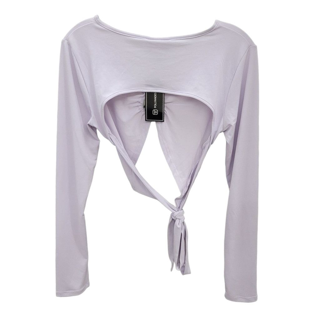 Other NWT Just Polly Lavender Long Sleeve Tie Waist Crop Top Size L / US 10 / IT 46 - 4 Thumbnail