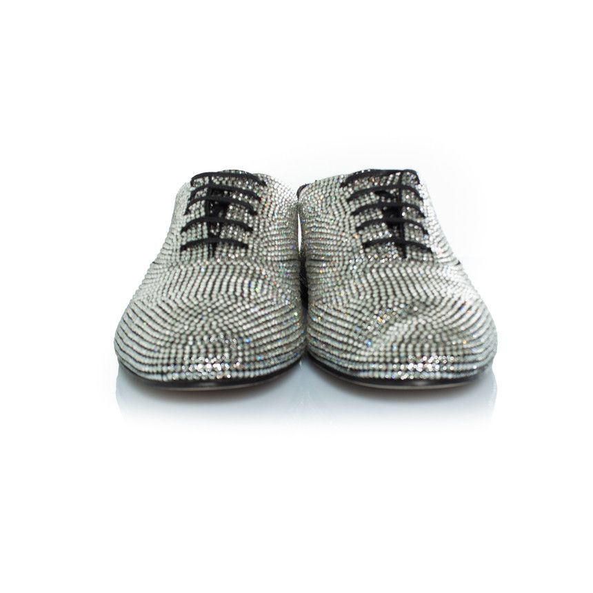 Saint Laurent Paris Saint Laurent, Lace up rhinestone derby Size US 11 / EU 44 - 5 Thumbnail