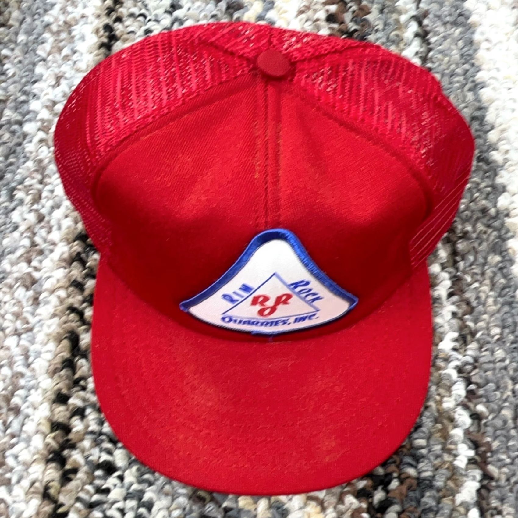 Vintage Vintage Trucker Hat Cap Snap Back Red Rim Rock Quarries 1980s Patch USA Made Mens Casual Size ONE SIZE - 3 Thumbnail