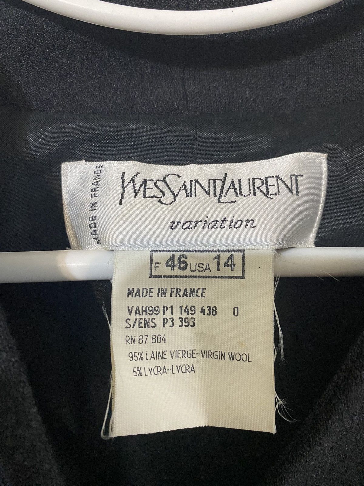 Vintage × Yves Saint Laurent Vintage 80s Yves Saint Laurent Jacket Women’s Wool Blazer Size XL / US 12-14 / IT 48-50 - 10 Thumbnail