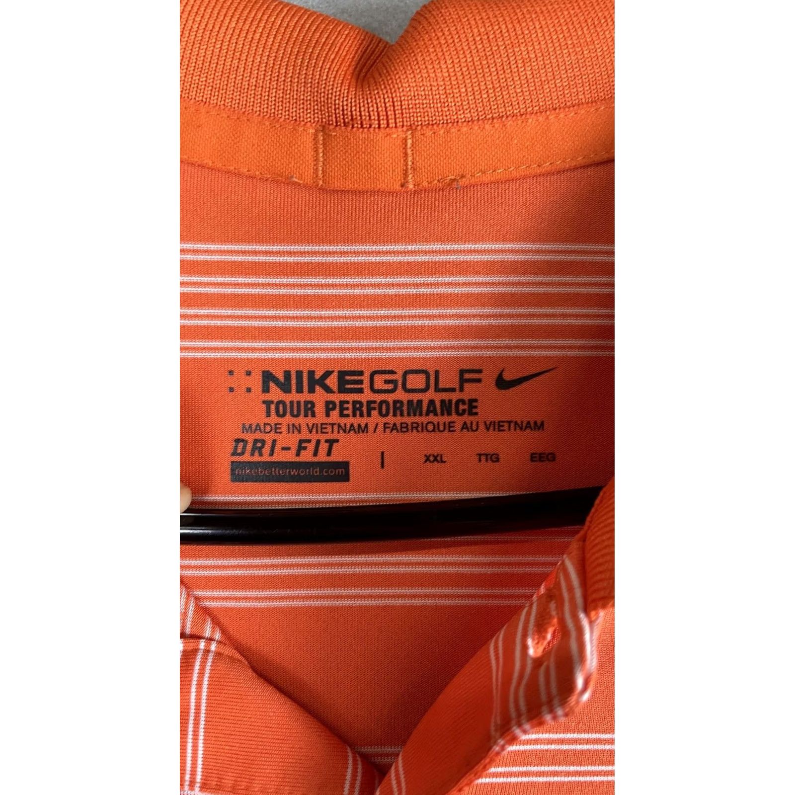 Nike Nike Dri-FIT Polo Shirt Mens 2XL Orange Stripe Golf Performance Short Sleeve Size US XXL / EU 58 / 5 - 3 Thumbnail