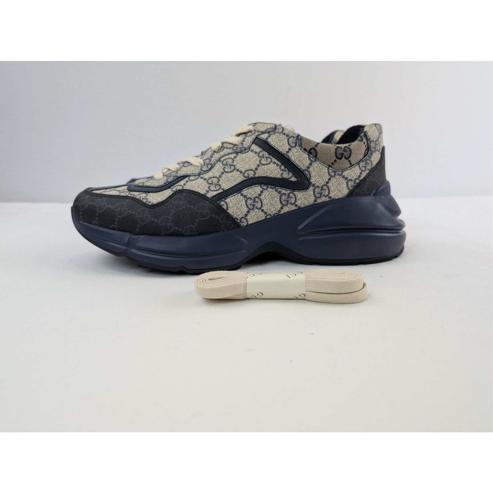 Gucci o1rshd1 Q:2 / Monogram GG Rhyton Canvas Sneakers in in Black Size US 13 / EU 46 - 10 Thumbnail