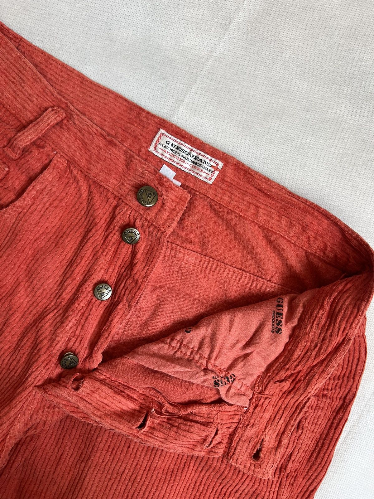 Georges Marciano Guess by Georges Marciano Orange Corduroy Statement Pants Size US 28 / EU 44 - 5 Thumbnail