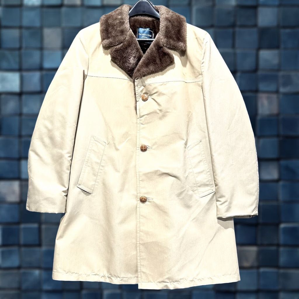 JCPenney VINTAGE JCPenney The Men's Store Trench Coat Mens 40L Khaki Tan Faux Fur Lined 80s Size US XXS / EU 40 - 1 Thumbnail
