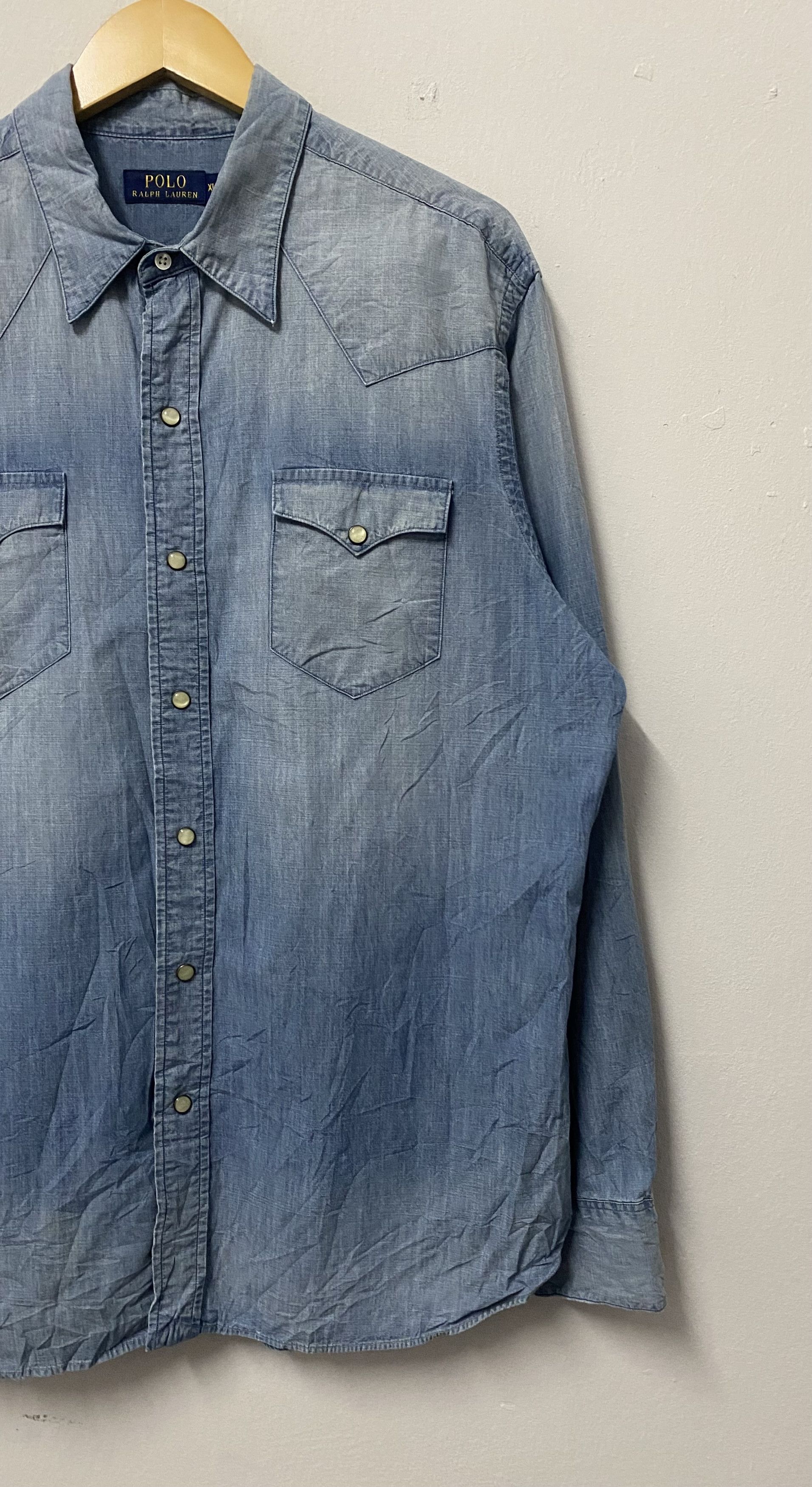 Polo Ralph Lauren Polo Ralph Lauren Snap Button Chambray Shirts Size US XL / EU 56 / 4 - 6 Thumbnail