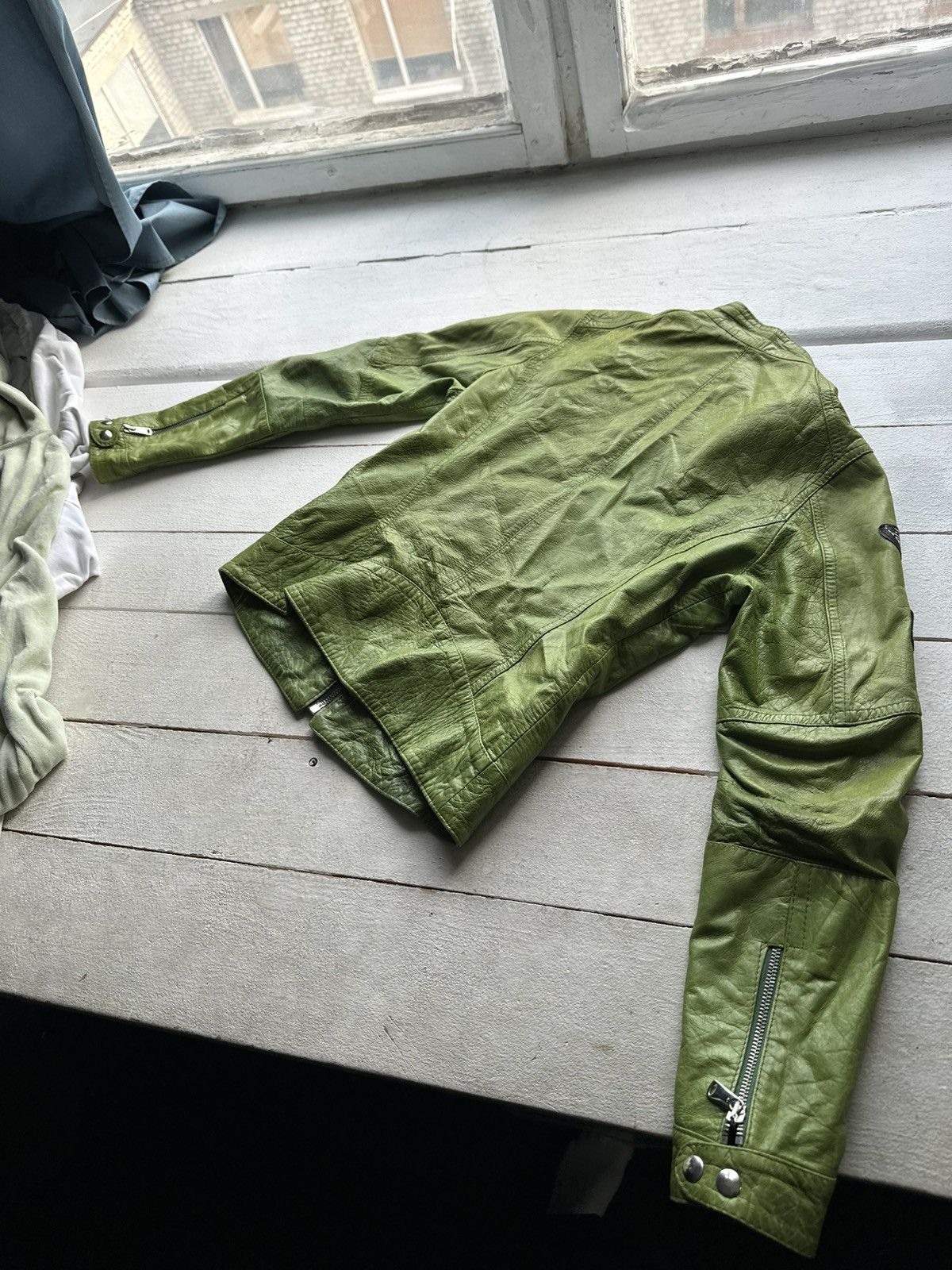 Other 🚨Y2K RICK OWENS TYPE DIRTY SLIM FIT ZIP LEATHER JACKET Size M / US 6-8 / IT 42-44 - 11 Thumbnail
