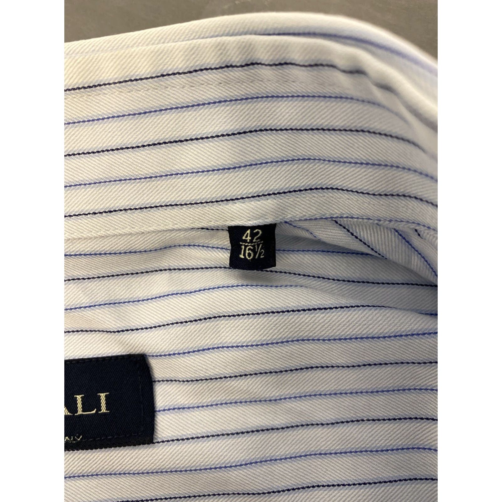 Canali VINTAGE Canali Dress Shirt Men's Blue 16.5 Regular Long Sleeve Button Striped Formal Size 42R - 7 Thumbnail