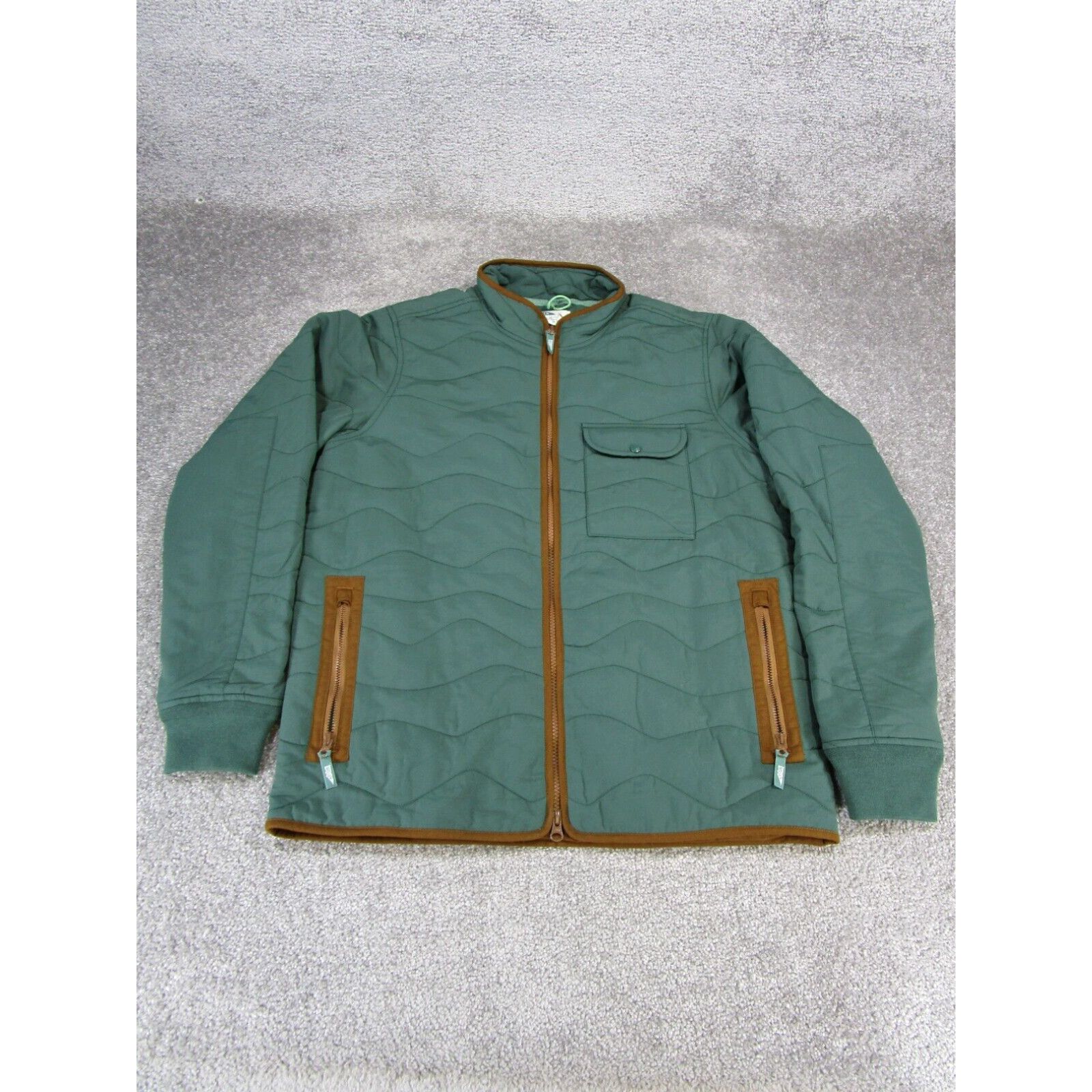 image of Vintage Wellen Jacket Mens Small Green Quilted Outdoor Cotton Lining Huckberry in White