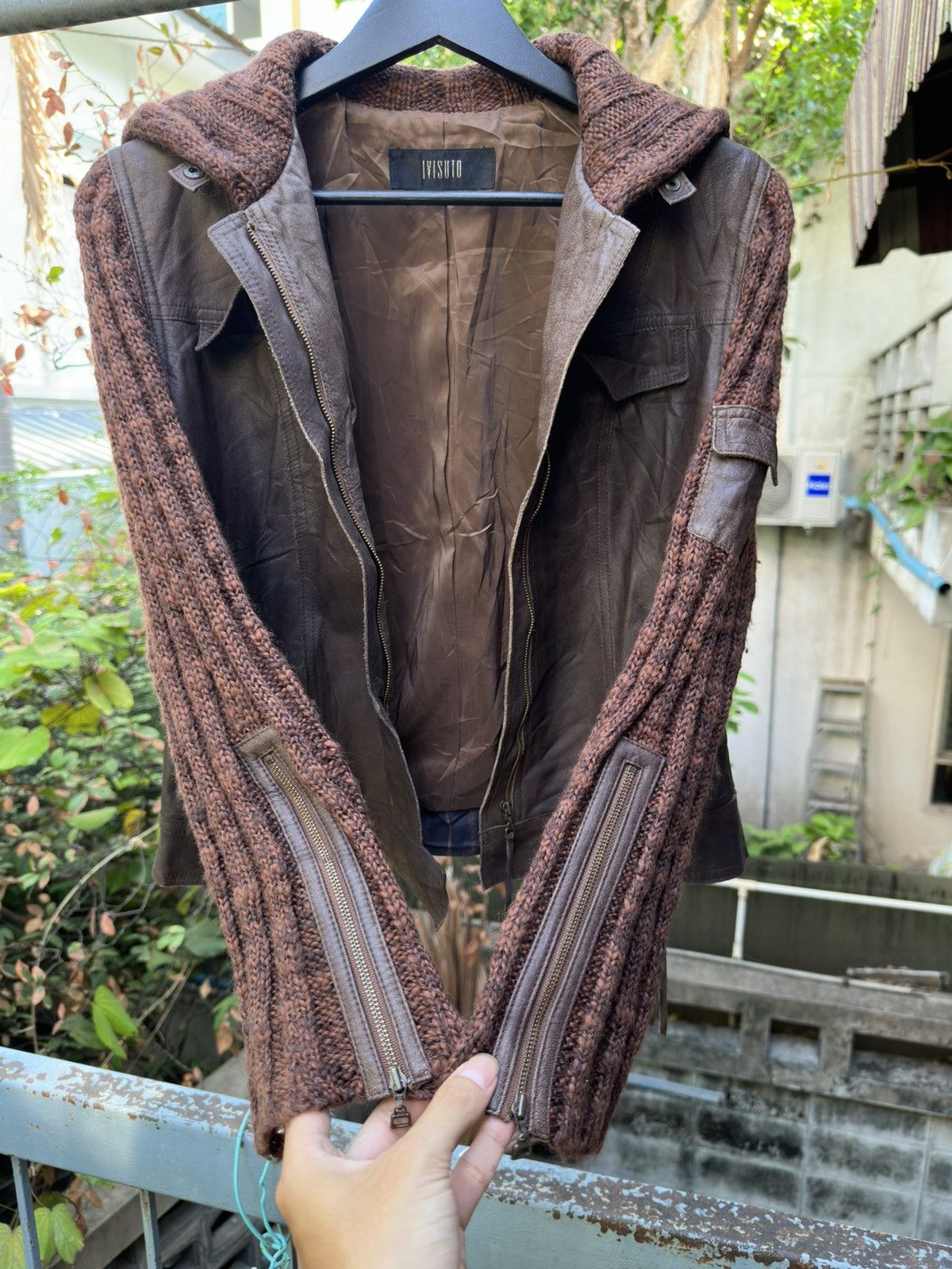 Japanese Brand IVISUTO Hybrid Leather/Knit Jacket Size M / US 6-8 / IT 42-44 - 6 Thumbnail