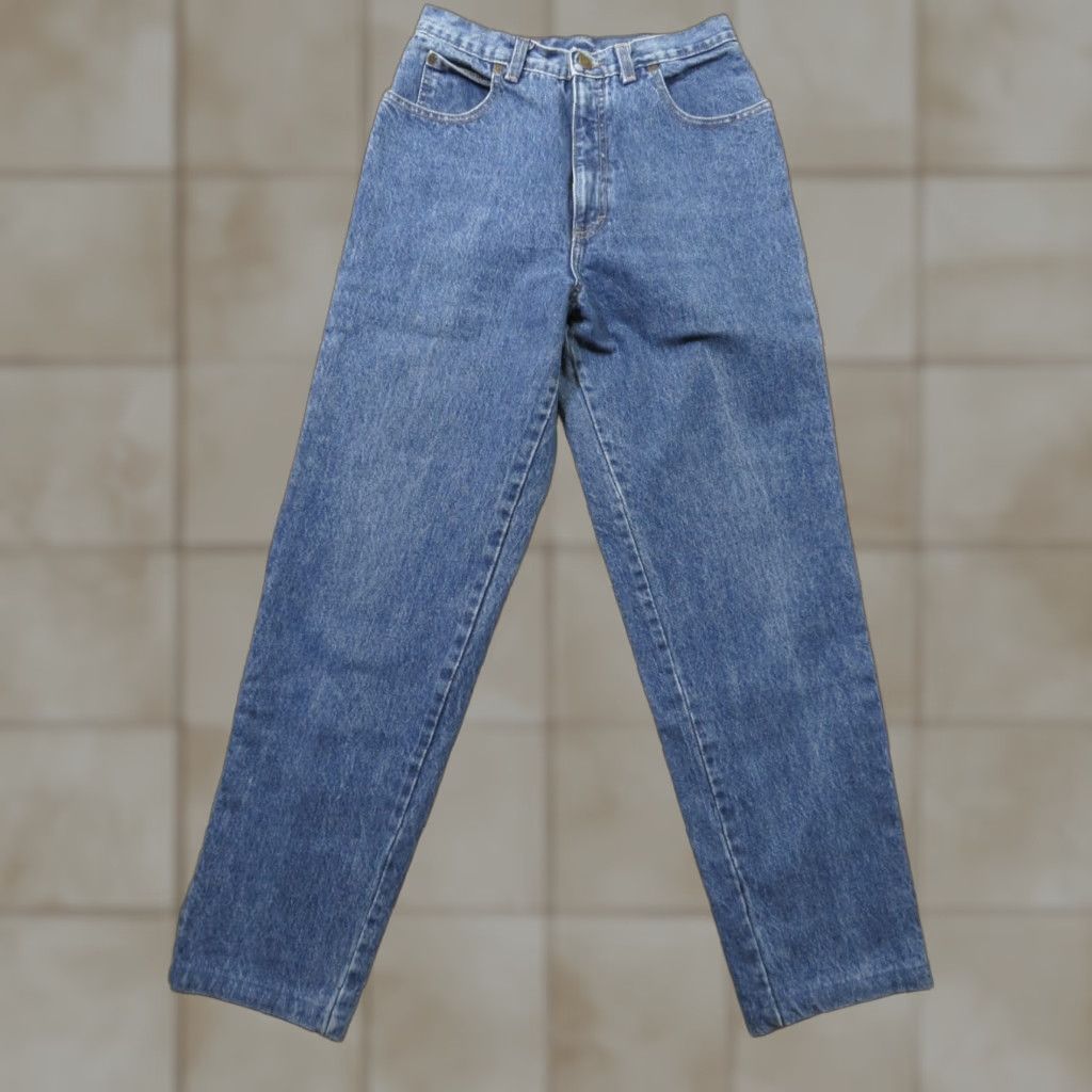 Vintage VINTAGE ZENA Jeans Women 11 28x28 High Waisted Tapered 100% Cotton Blue Denim 28 Inseam Medium Wash 80s Retro Womens Jeans Size 32" / US 10 / IT 46 - 1 Thumbnail