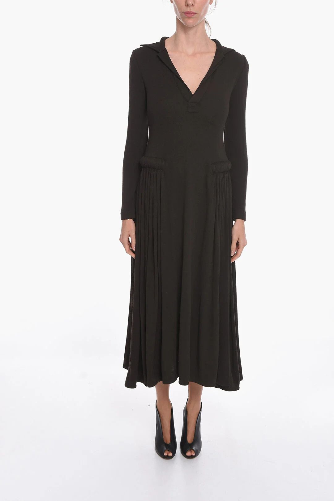 Bottega Veneta og1mm0426 Maxi Long-Sleeve Jersey Dress in Brown Size XS / US 0-2 / IT 36-38 - 1 Thumbnail