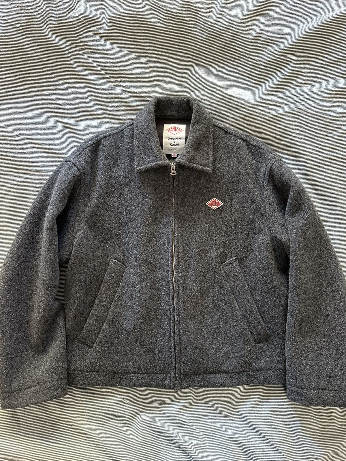 image of Dark Gray Danton Wool Zip Jacket in Grey, Men's (Size Medium)