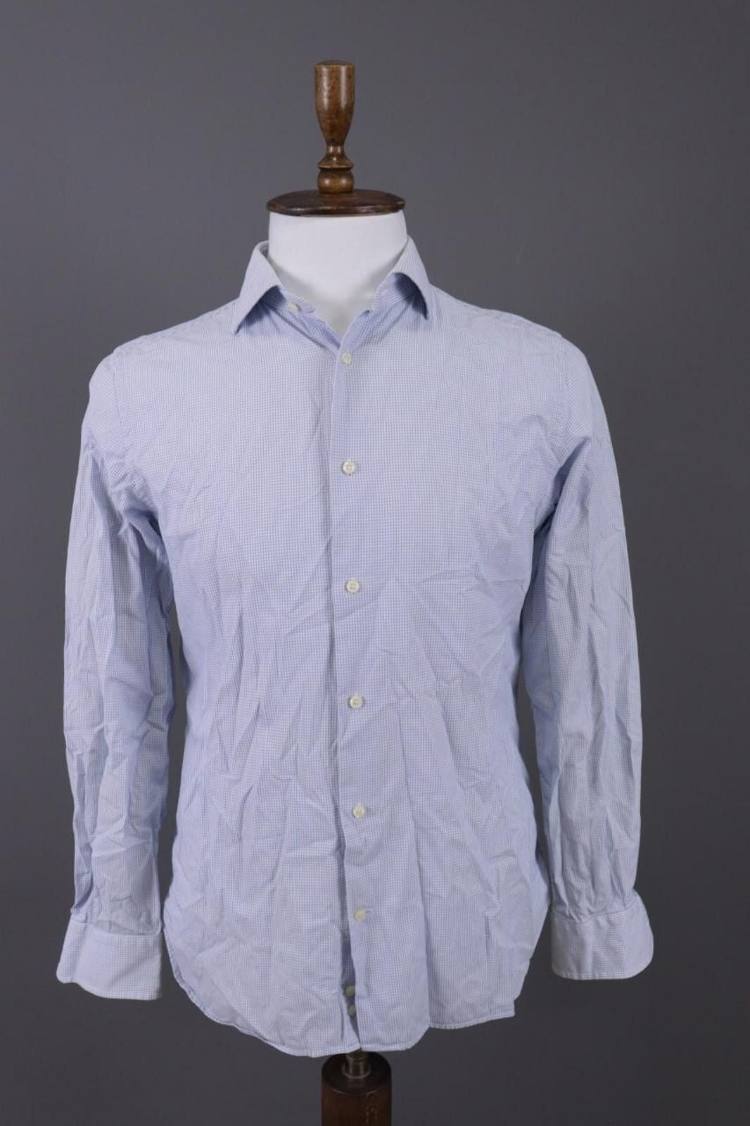Designer Boggi Milano Tailored Fit Blue Button Down Shirt 41 / 16 Size US M / EU 48-50 / 2 - 1 Thumbnail