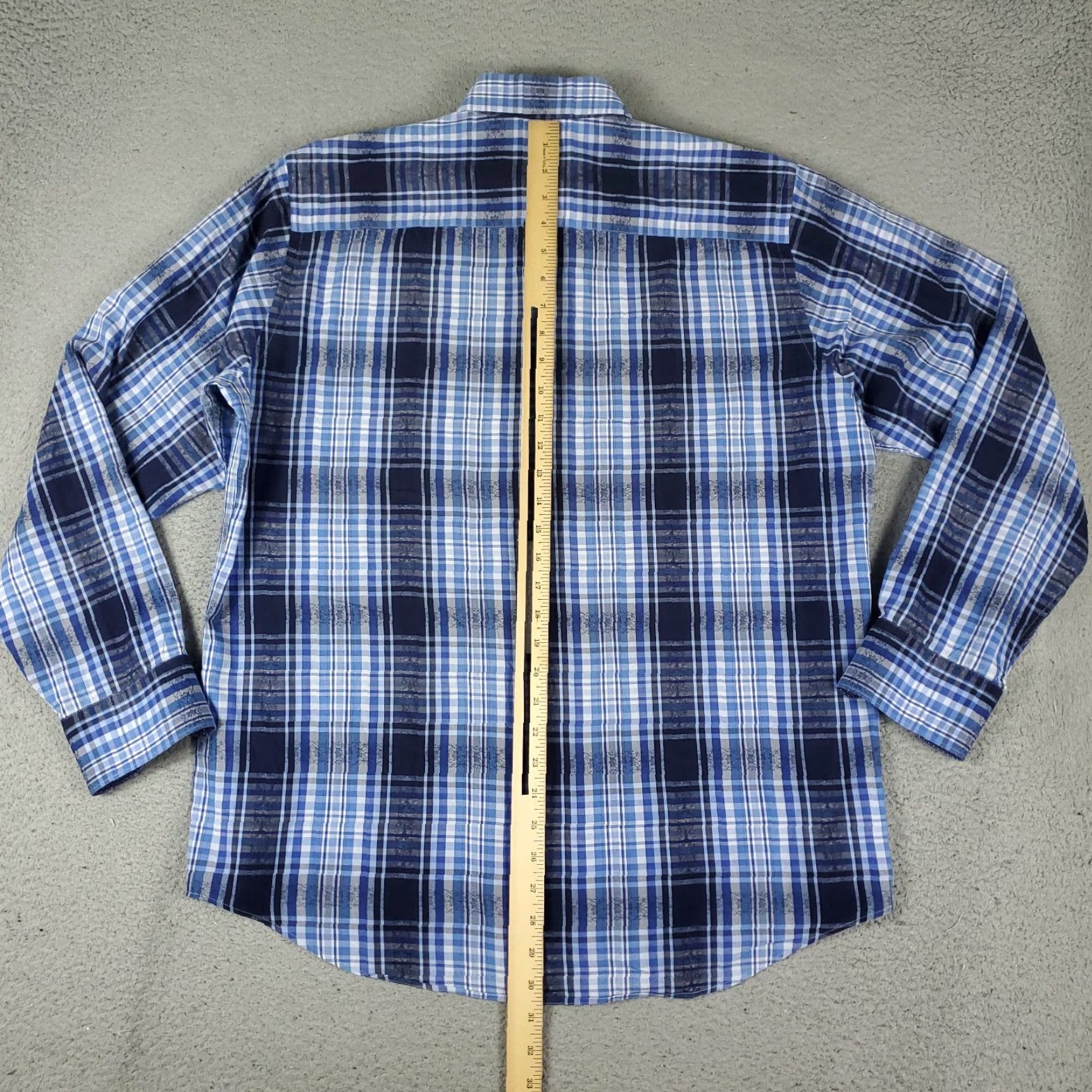 BUGATCHI Bugatchi Mens Shirt Blue Plaid Button-Up Long Sleeve Large Size US L / EU 52-54 / 3 - 3 Thumbnail