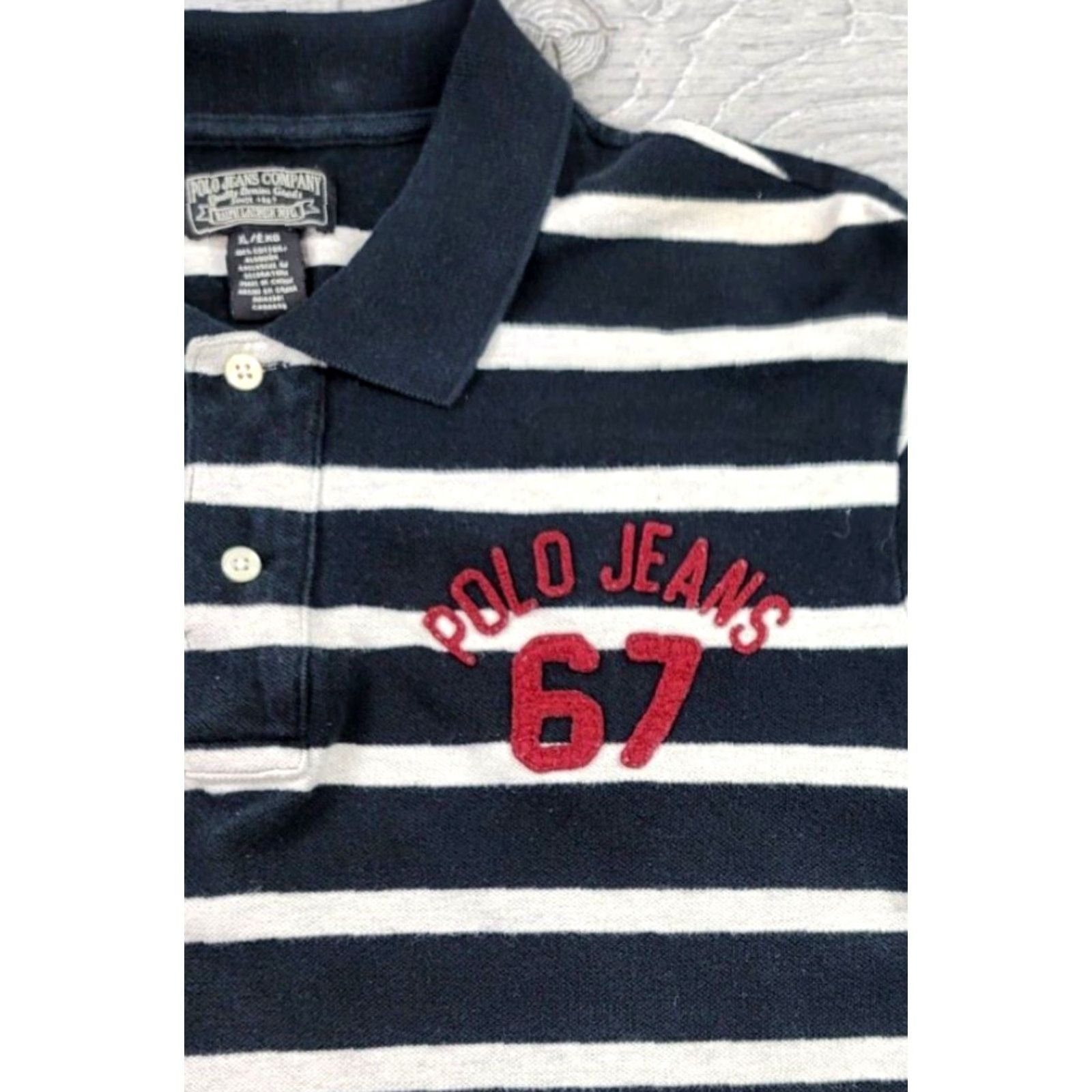 Polo Ralph Lauren Polo Ralph Lauren Polo Shirt Mens XL Black Gray 90s Polo Jeans Company Logo Embroidered Stripe Vintage Shirt Size US XL / EU 56 / 4 - 3 Thumbnail