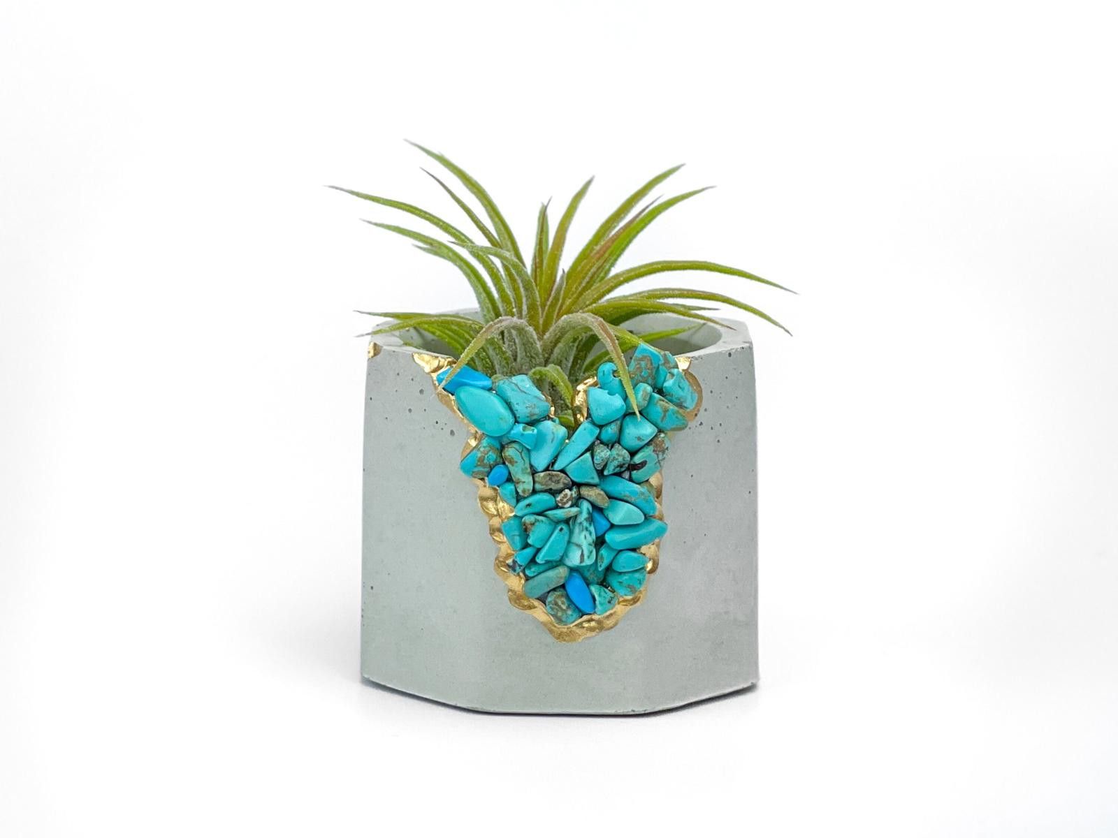 Other Turquoise Crystal Concrete Planter Air Plant Holder Gift Size ONE SIZE - 6 Thumbnail