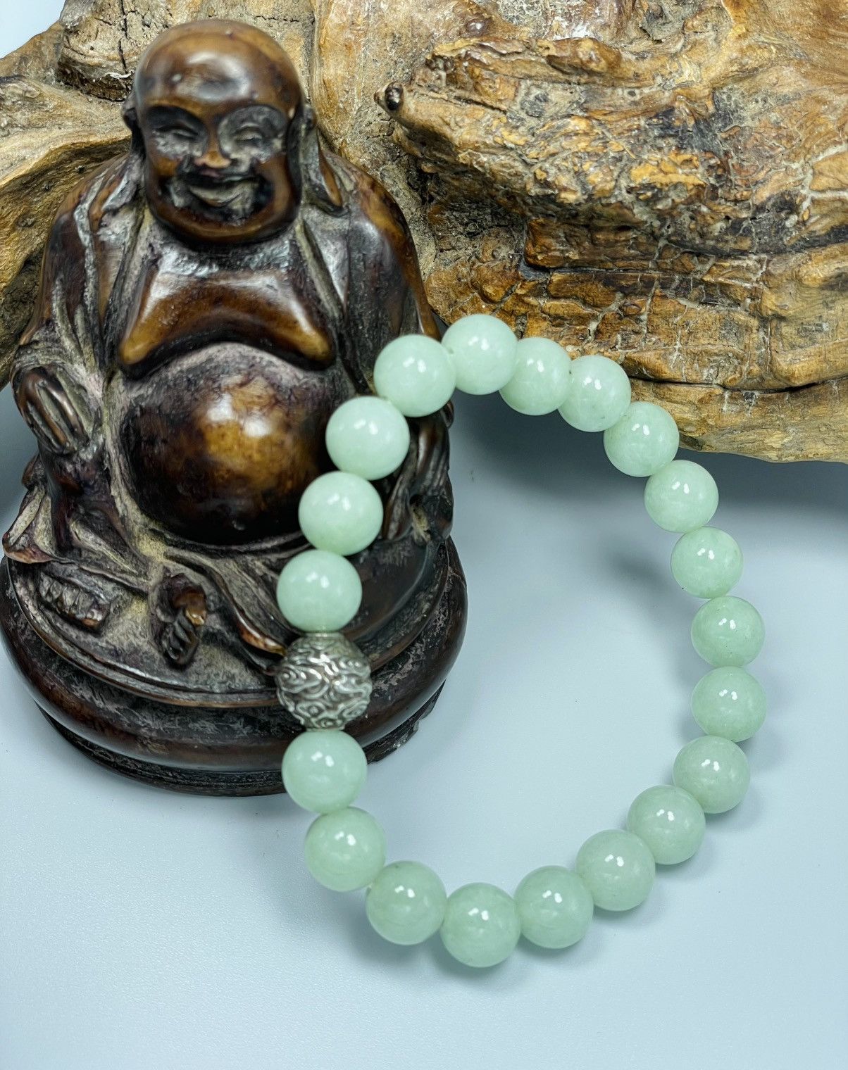 Handmade Icy Translucent Untreated Jadeite Jade Beaded Bracelet Size ONE SIZE - 3 Thumbnail