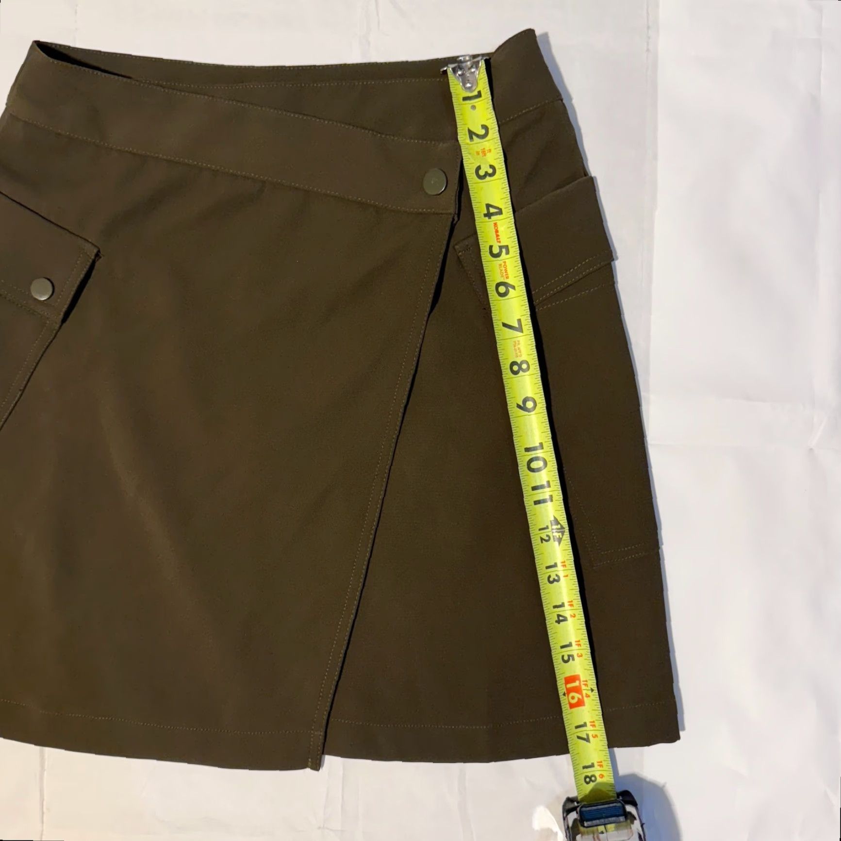 Vintage Bishop + Young Skirt Military Army Green Side Snap Pockets Mini Medium Size 32" / US 10 / IT 46 - 4 Thumbnail