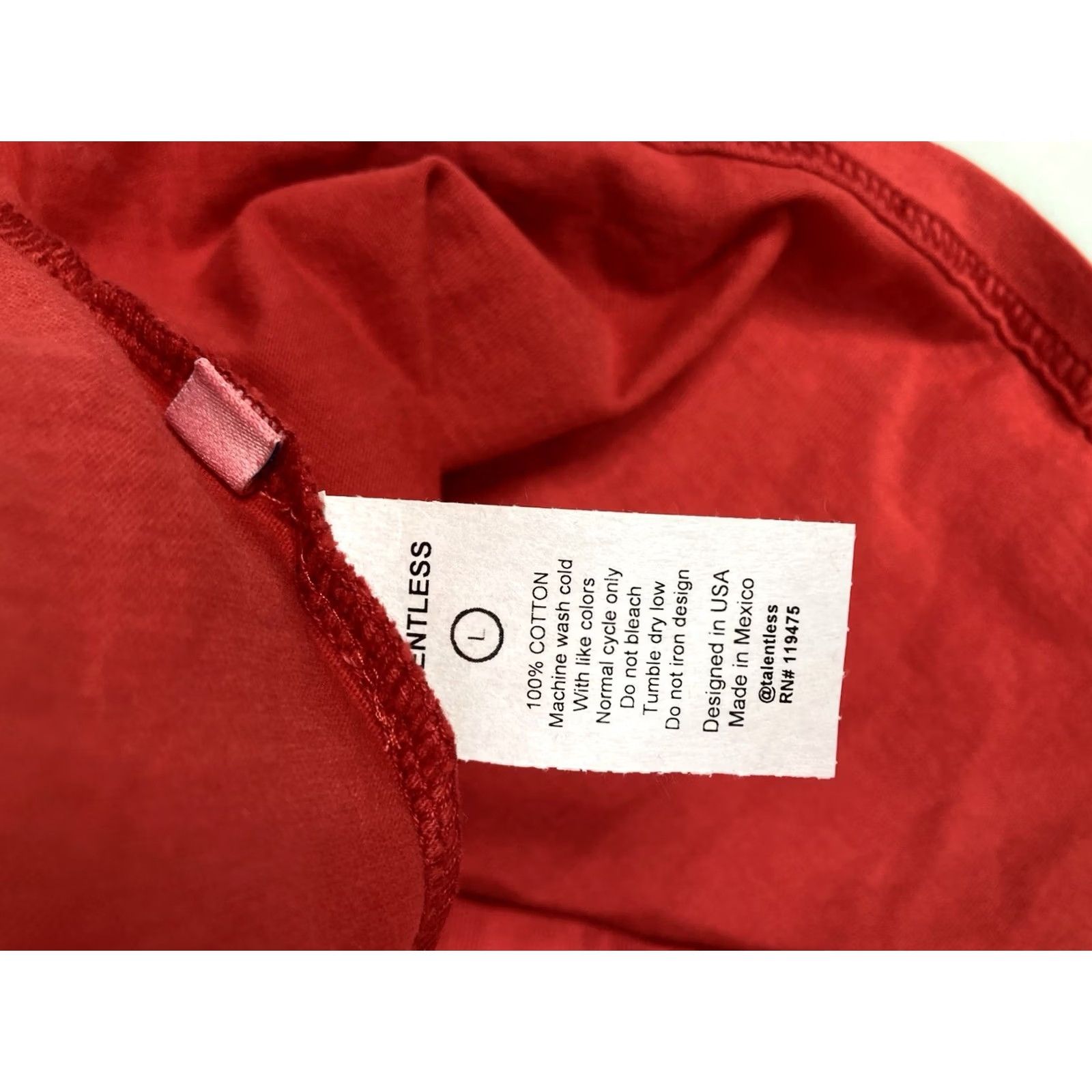 Talentless Talentless T-shirt Men L Red Short Sleeve Crew Neck Cotton Shirt Size US L / EU 52-54 / 3 - 4 Thumbnail
