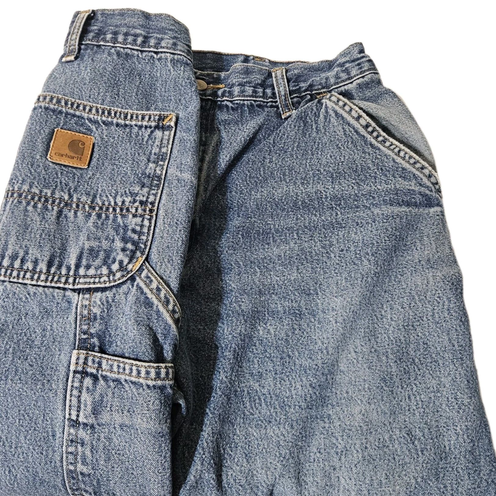 Carhartt Carhartt Jeans Mens 34x28 Blue Denim Loose Original Fit B13 DPS Carpenter Work Jeans Relaxed Straight Mens Blue Denim Regular 34x28 Size US 34 / EU 50 - 2 Thumbnail