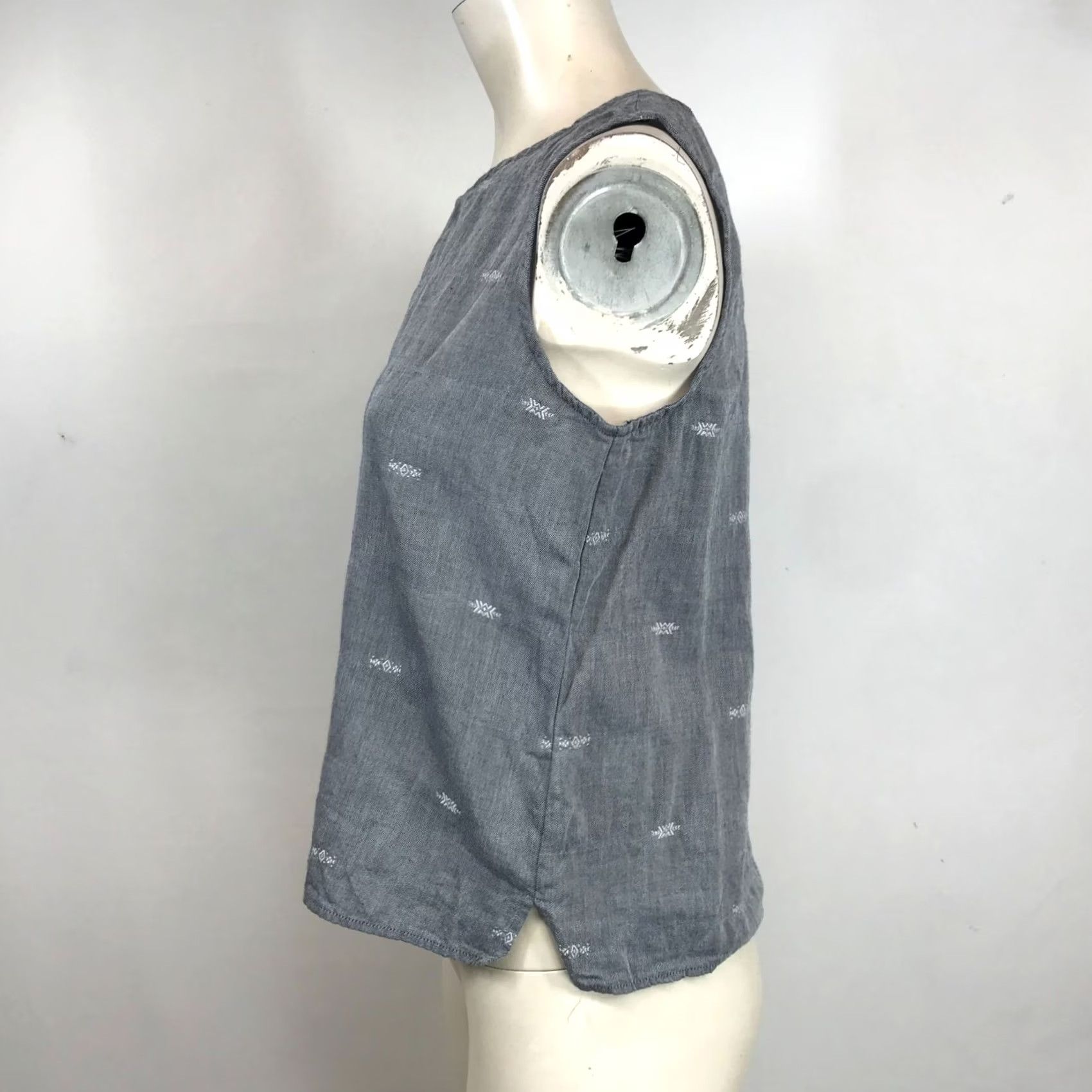 Eileen Fisher Eileen Fisher Women XS Gray SleeveLESS Round Neck Cotton Blend Top - Regular Size XS / US 0-2 / IT 36-38 - 6 Thumbnail